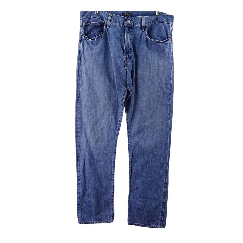 Polo Ralph Lauren Men's Straight Fit Blue Denim‎ Jeans Size 36x34 Baggy Y2K